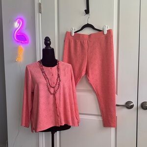 LOGO Eyelet Two-Piece button front cardigan and leggings. NWOT.